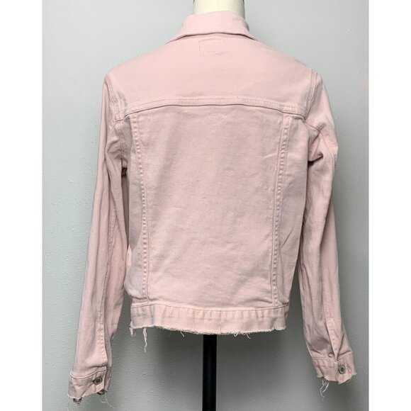 Judy Blue Womens Pink Denim Jacket Size S Distressed Hem Button Up Pockets - Picture 3 of 16
